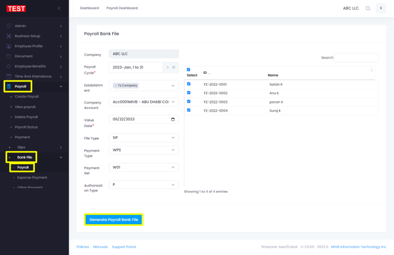 Acb File Payroll How to create a Bank file in HR Chronicle - Enterprise-Grade HR ...